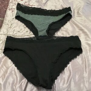 Maurices Black and White Striped Lace Panty Duo